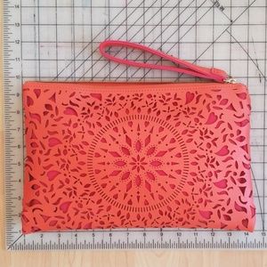 New orange clutch purse